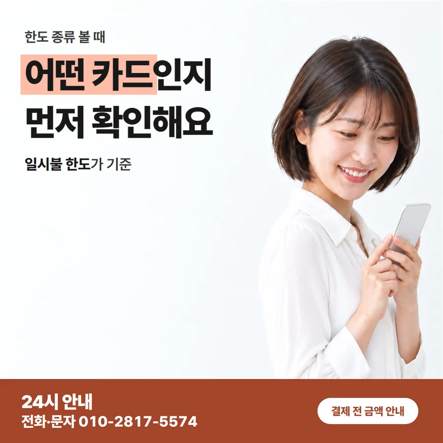 입금 금액 확인 카드 — 어떤 카드인지 먼저 확인해요, 일시불 한도가 기준